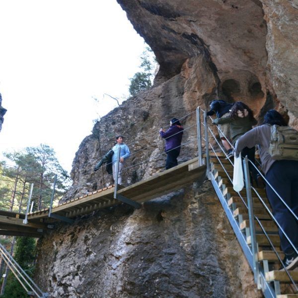 Hikers in El Parrizal de Beceite Matarraña Spain