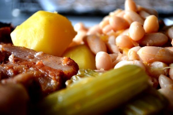Traditional Aragonese bean stew rural Spanish cuisine