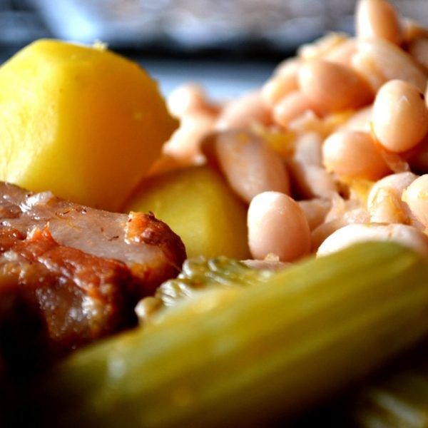 Traditional Aragonese bean stew rural Spanish cuisine